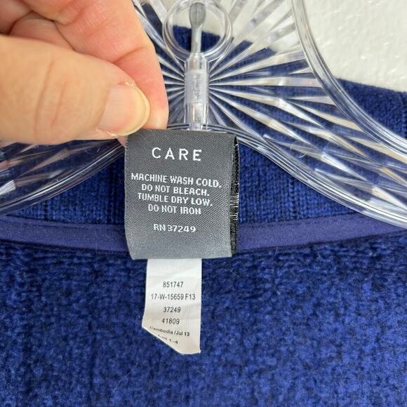 REI Womens Fleece Jacket Size Small Full Zip Snap Mock High Collar Blue Sweater - Picture 8 of 8